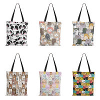 Cartoon Animals Canvas Shopper Womens Bags with Handle Mini Cartoon Thick Cloth Tote Eco Bag Shopping Large Bags Women Bolsas