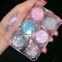 6-color sequined gel cream sequined eyeshadow palette glitter diamond eye makeup set