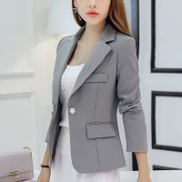 Asdsadsaaff Fino เป็นทางการ Preto Feminino Blazer Curto ลำลอง Fato De Escritório Jaquetas Bolso Casaco Coreano 2022