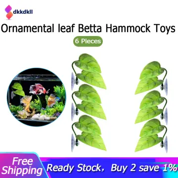 Betta Fish Hammock 20 Pcs Betta Fish Leaf Pad Betta Fish Hammock Betta Fish Tank Accessories Betta Fish Toys, Green