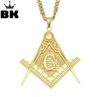 2021Stainless Steel Masonic All-Seeing Eye Charm Pendant Necklace for the Freemason Mens Gold Compass Jewelry With Cuban Chain