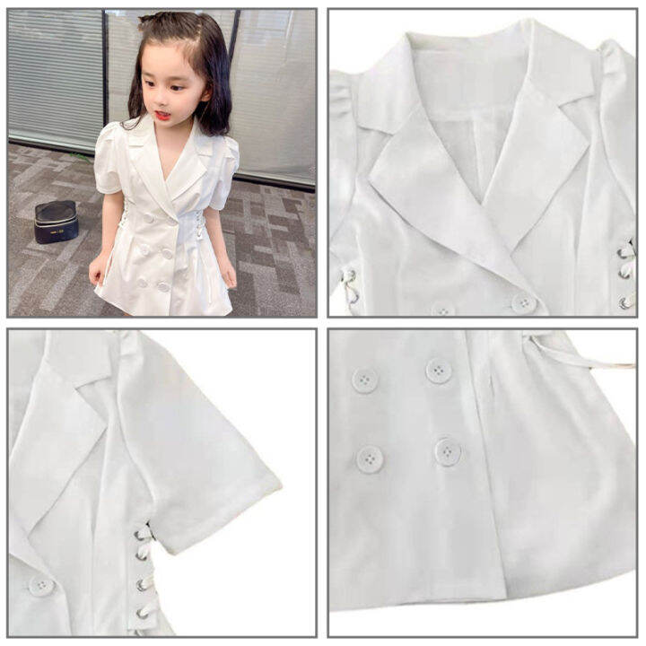 yadou-girls-short-sleeved-dresses-girls-new-korean-version-of-pure-white-suit-skirts-middle-aged-childrens-princess-skirts