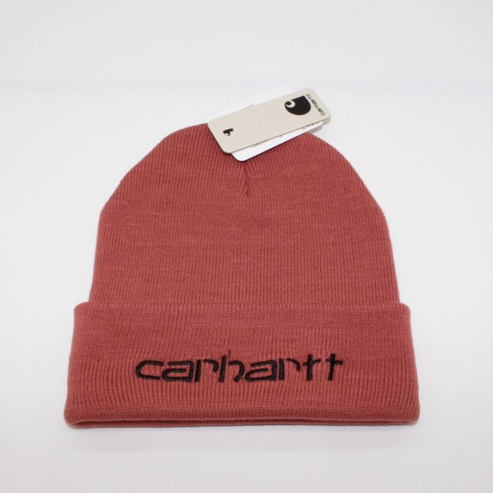 carhartt-หมวกถัก-topi-dingin-หมวกสกีฤดูหนาวหัวโตสำหรับเด็กผู้ชายหมวกถักหมวกขนสัตว์แบบพอดีตัว