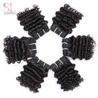 Kinky Curly Hair Bundles Double Draw Malaysian Remy ผมต่อจากเส้นผมสีน้ำตาลเข้มธรรมชาติผมแท้คลื่นลึก