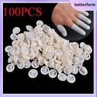 BETTERFORM 100PCS แบบใช้แล้วทิ้ง เครื่องมือทำเล็บ น้ำยาง เตียงเด็ก ถุงมือยาง ปลอกนิ้ว ถุงมือป้องกัน