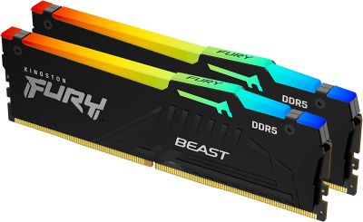 RAM PC Kingston Fury Beast RGB 16GB 5200MT/s DDR5 CL40 DIMM Desktop Memory (Kit of 2) KF552C40BBAK2-16