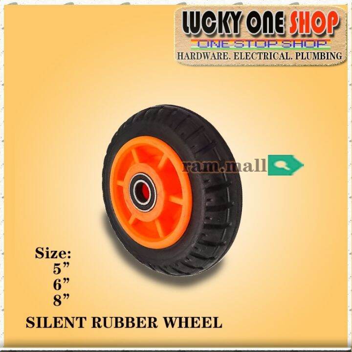 Heavy Duty SIlent Rubber Wheel For Pushcart / Trolley ( 5 / 6 / 8