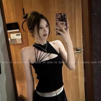 Miss Titi [Bangkok Qinyin] Two-Color Hollow Sexy Hot Girl Knitted Vest Design Slim Fit Top