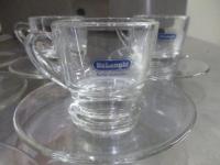 Delonghi Glass espresso cups &amp; saucers