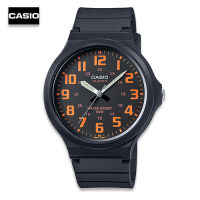 Velashop นาฬิกาข้อมือผู้ชาย Casio Standard สายเรซิน รุ่น MW-240-4BVDF หน้าปัดส้ม, MW-240-4B, MW-240