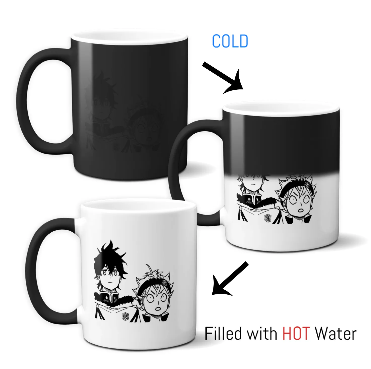 MagicMugKo Heat Sensitive Color Changing Mug/ Coffee Magic Mug or Plain  White Mug with Black Clover Anime - Design | Lazada PH