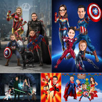 Turn Yourself Into Marvel Superhero Family 4 People Canvas Room Decoration Painting As A Gift Christmas New Year Decor