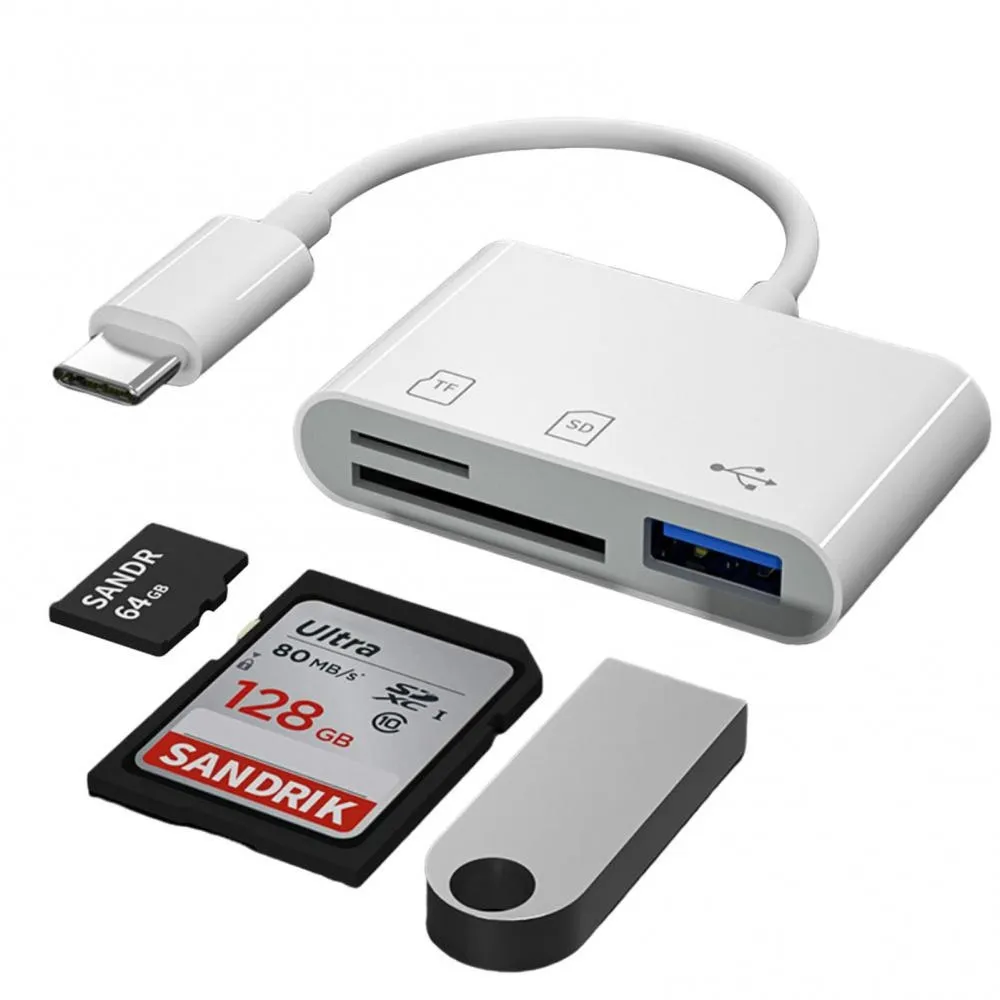 CW】 Otg Card Reader With Sd / Tf Office Tools Usb C Multiport Hub  Multi-function Portable Type-c Docking Station 