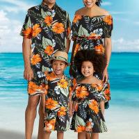 【YF】 Family Matching Outfits Mom Daughter Ruffle Dress Dad Son Tee Shirt Shorts Suit Holiday Wear Casua Printing Clothes Look