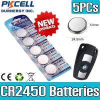 PKCELL ถ่านกระดุม CR2450 , DL2450 , ECR2450 , BR2450 , สำหรับ นาฬิกา รีโมท และอุปกรณ์ อิเล็กทรอนิกส์อื่น จำนวน 5 ก้อน (Silver)