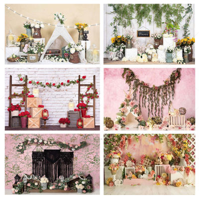 Happy Easter Newborn Cake Smash Backdrop for Photography Baby Shower Photo Background Spring Garden Flower Birthday Party Decor