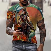 Men Fashio Harajuku 3D Samurai Printed  T Shirt Casual Cool Trendy Oversized Short Sleeve O-Neck T-Shirt