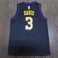 New lakers Latin version 3 Davis CU black fabric embroidery jersey basketball uniform