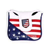 1pc/Pack High Quality Pu Leather Golf Square Mallet Headcover Embroidery Style USA Flag and Stars Patterns Putter Cover