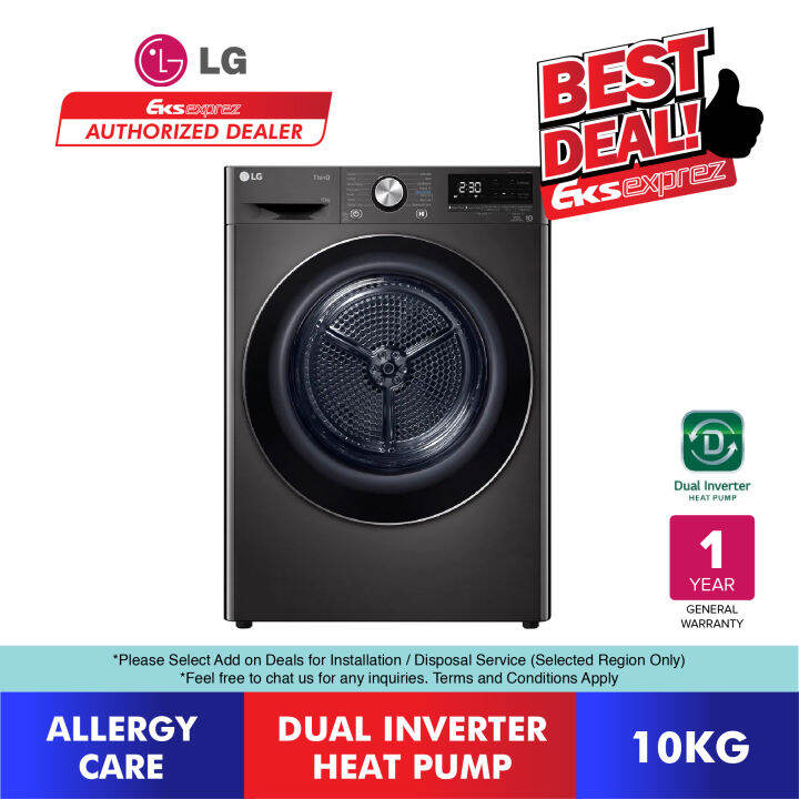 LG Dual Inverter Heat Pump Dryer (10kg) RH10VHP2B with Auto Cleaning