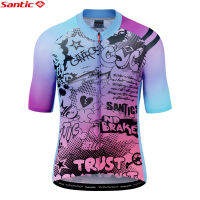 Santic เสื้อปั่นจักรยานผู้หญิงระบายอากาศมืออาชีพออกแบบกราฟฟิตีถนน MTB จักรยานเสื้อจักรยาน L2C02223B