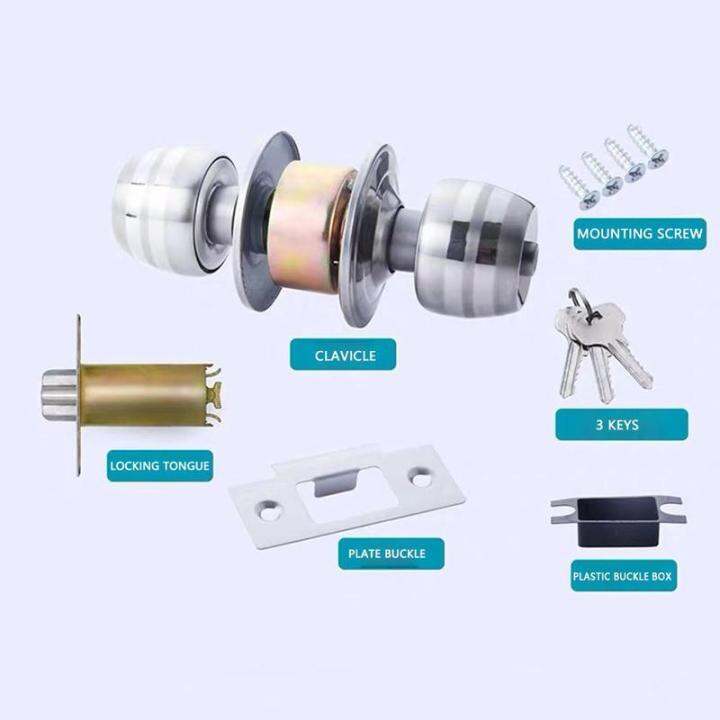 ประตู-ลูกบิดประตู-คุณภาพส่งออก-มีความปลอดภัยสูง-ดอกกุญแจเป็นระบบปั้ม-มือจับลูกบิด-มือจับก้านโยก-3-คีย์-ลูกบิดประตู-สแตนเลส-door-lock-round-ball-privacy-door-knob-set