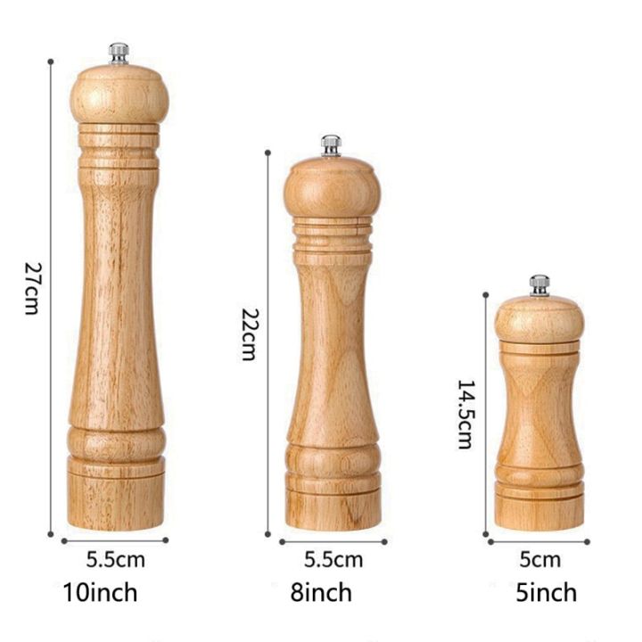 5-inch-8inch-and-10-inch-manual-salt-pepper-mill-shaker-wood-salt-and-pepper-grinder-set-solid-wood-with-adjustable-coarsenes