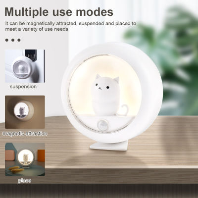 LED Wall Light Creative Cat Smart Night Light Magnetic PIR Motion Sensor USB Rechargeable Lamp Decor LED Night Lamp Gift
