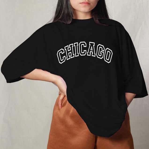 Plus Chicago Slogan Oversized T-shirt Dress