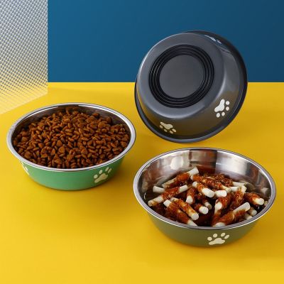 Non-slip Dog Bowls Feeding Bowls Stainless Steel Food Water Bowls for Small Medium Large Dogs Bowl Cats Feeders Pets Accessories