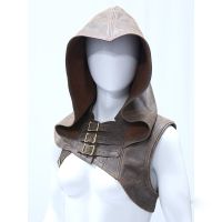 Hooded Leather Cloak Cape Cowl Medieval Wicca Costumes Pagan Essory Cosplay Assassin Hat Warrior Outfit For Women Men