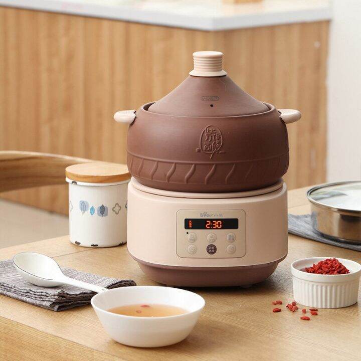 Bear Steam Pot Slow Cooker 3L White Porcelain Electric Cooker Stainless