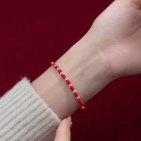 1pc/Lot 925 Sterling Silver Round Beads Spacers Handwoven Crafts Lucky Bracelets 25cm Adjustable Red Rope Wristbands Jewelrys Charms and Charm Bracele