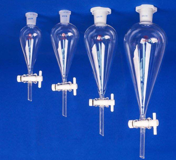 500ml Glass Separatory Funnel – Pear Shape, PTFE Stopcock, 24/40 Joint, Borosilicate 3.3 For Lab Use