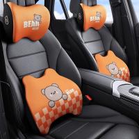 Cartoon car headrest neck protection pillow a pair of car bolster car seat waist support lovely memory cotton car cushion