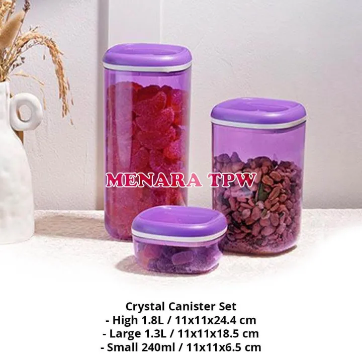 Tupperware Crystal Canister Set 3pcs Purple Ungu Lazada Indonesia