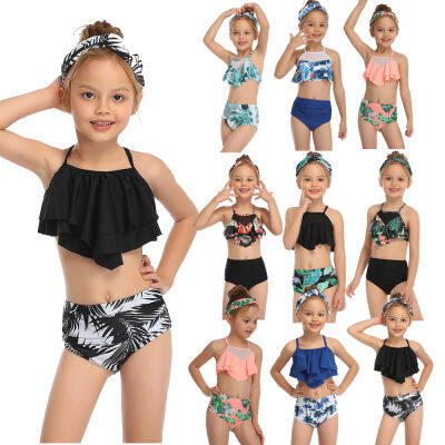 2022 Girl Swimsuit Two Pieces Childrens Swimwear Swim Suits Child Ruffle bikinis Split Mesh Bikini Sets Bathing Suit 2-14T