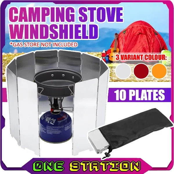 Foldable Outdoor Stove Windscreen 10 Plates Camping Cooking Gas Stove