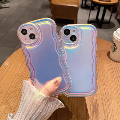 เคสโทรศัพท์ออโรร่าสีสันสดใส for iPhone 11 12 13 14 Pro Max XR X Xs Max 14Plus เปลือกซิลิโคนเบาะอากาศป้องกันการตก