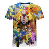 Digimon ผจญภัยเสื้อยืดอะนิเมะ 3D พิมพ์ถนนผู้ชายผู้หญิงสบาย ๆ แฟชั่นพลัสขนาดเสื้อยืดฮาราจูกุเด็กเสื้อยืดเสื้อผ้าด้านบน XS-5XL