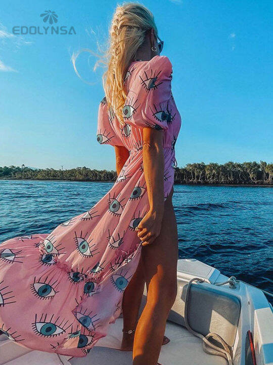 wrinkle-free-pink-eyes-chiffon-bikini-cover-ups-y-short-sleeve-summer-beach-dress-women-beach-wear-swim-suit-cover-up-d1