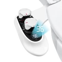 Toilet Bidet Attachment Digital Display Temperature Adjustable Non Electric Self Cleaning Dual Nozzles Hot &amp; Cold Water Bidet