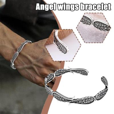 Adjustable Bracelet Cuff Charm Jewelry Silver Feather Angel