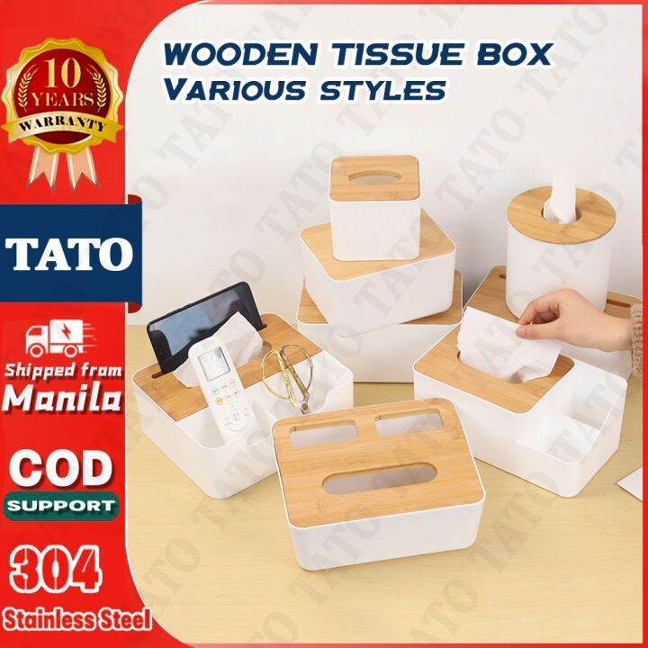 Tato Home Simple Wooden Tissue Box Nordic Style Pumping Box Living Room 