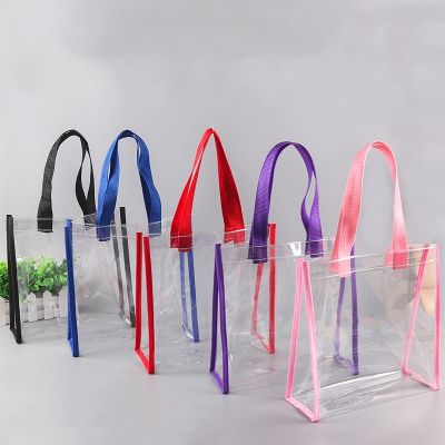 【CC】 10PCS Large Transparent Pvc Tote Car Sewn Plastic Cosmetics Shopping Jelly Can Print Logo