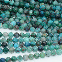 Natural Chrysocolla Faceted Round Beads 6mm