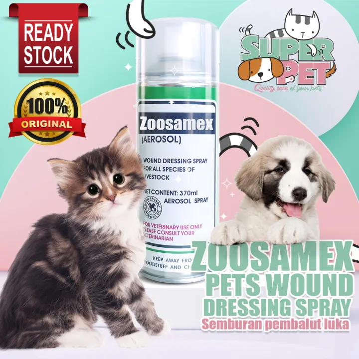 ZOOSAMEX Aerosol Spray 370ml PETS WOUND DRESSING SPRAY Ubat Luka Kucing