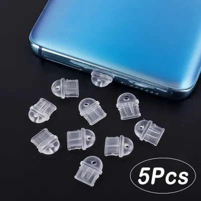 5x DIY Dust Plug Transparent Charging Port 3.5mm Stopper Anti-dust Plugs For iPhone Android Type C Earphone Plugs Protection Cap Electrical Connectors