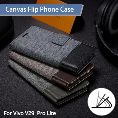 เคสแบบฝาพับสำหรับ Vivo ผ้าใบ V29Pro V29 V29Lite V 29 Pro Lite 5G LTE ปลอกฝาปิดโทรศัพท์หนังผ้าที่ยึดตั้งกันกระแทกกระเป๋าเงินมีช่องเสียบบัตร