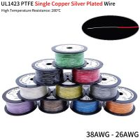 5M/30M PTFE Single Copper Wire 38/36/34/32/30/28/26 AWG Silver Plated 1 Core Micro Fine UL1423 High Temperature Electrical Cable